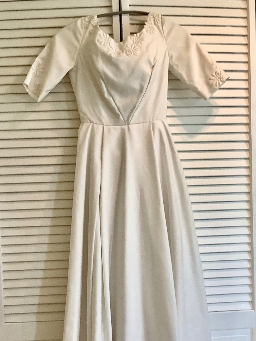 Simple Elegance Unique Handmade Vintage Wedding Gown White Gabardine Small